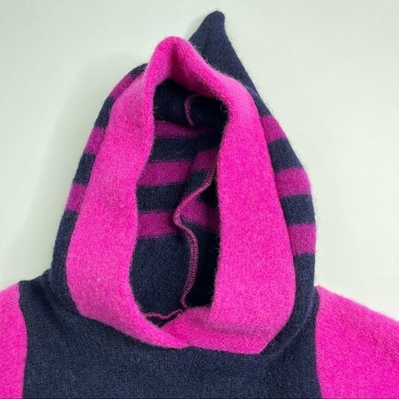 Rare! NEW Banbutsu 100% Wool Barbie Pink Purple Navy Striped Star Hoodie Shirt - Picture 5 of 14